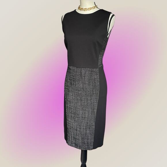 Akris Punto Women's Black Wool Blend & Tweed Sleeveless Midi Shift Dress Sz 8 M - Picture 3 of 15